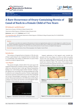 A Rare Occurrence of Ovary-Containing Hernia of Canal of Nuck in a Female Child of Two Years