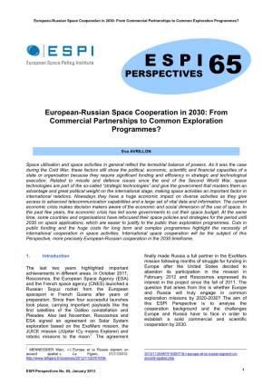 European-Russian Space Cooperation in 2030: from Commercial Partnerships to Common Exploration Programmes?