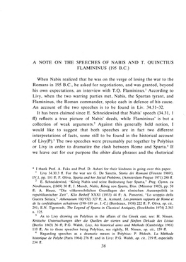 Ἀ Note on the Speeches of Nabis and Τ. Quinctius Flamininus (195 B.C)