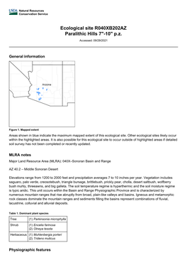 Ecological Site R040XB202AZ Paralithic Hills 7"-10" P.Z