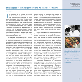 Ethical Aspects of Animal Experiments and the Principle of Solidarity