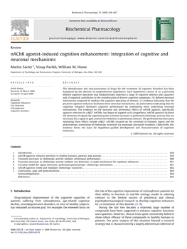 Nachr Agonist-Induced Cognition Enhancement: Integration of Cognitive and Neuronal Mechanisms