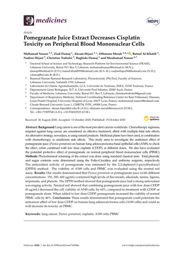 Pomegranate Juice Extract Decreases Cisplatin Toxicity on Peripheral Blood Mononuclear Cells
