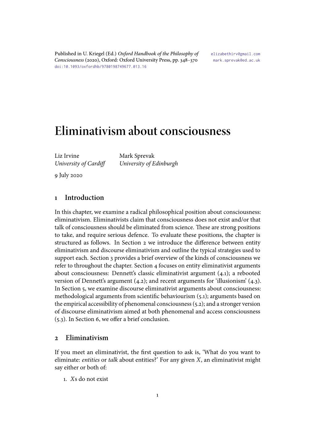 Eliminativism About Consciousness