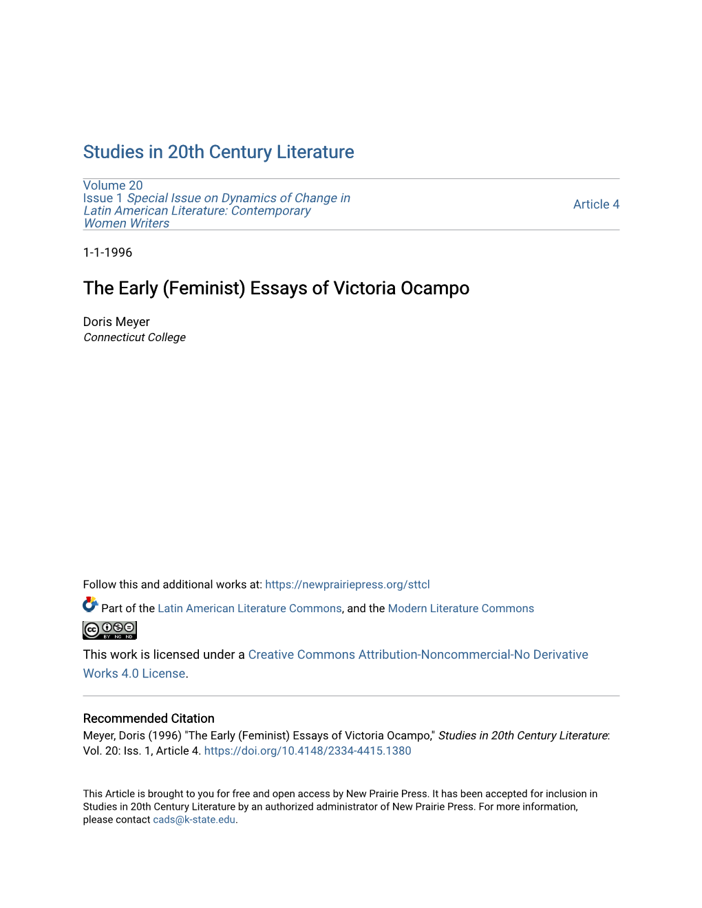 The Early (Feminist) Essays of Victoria Ocampo