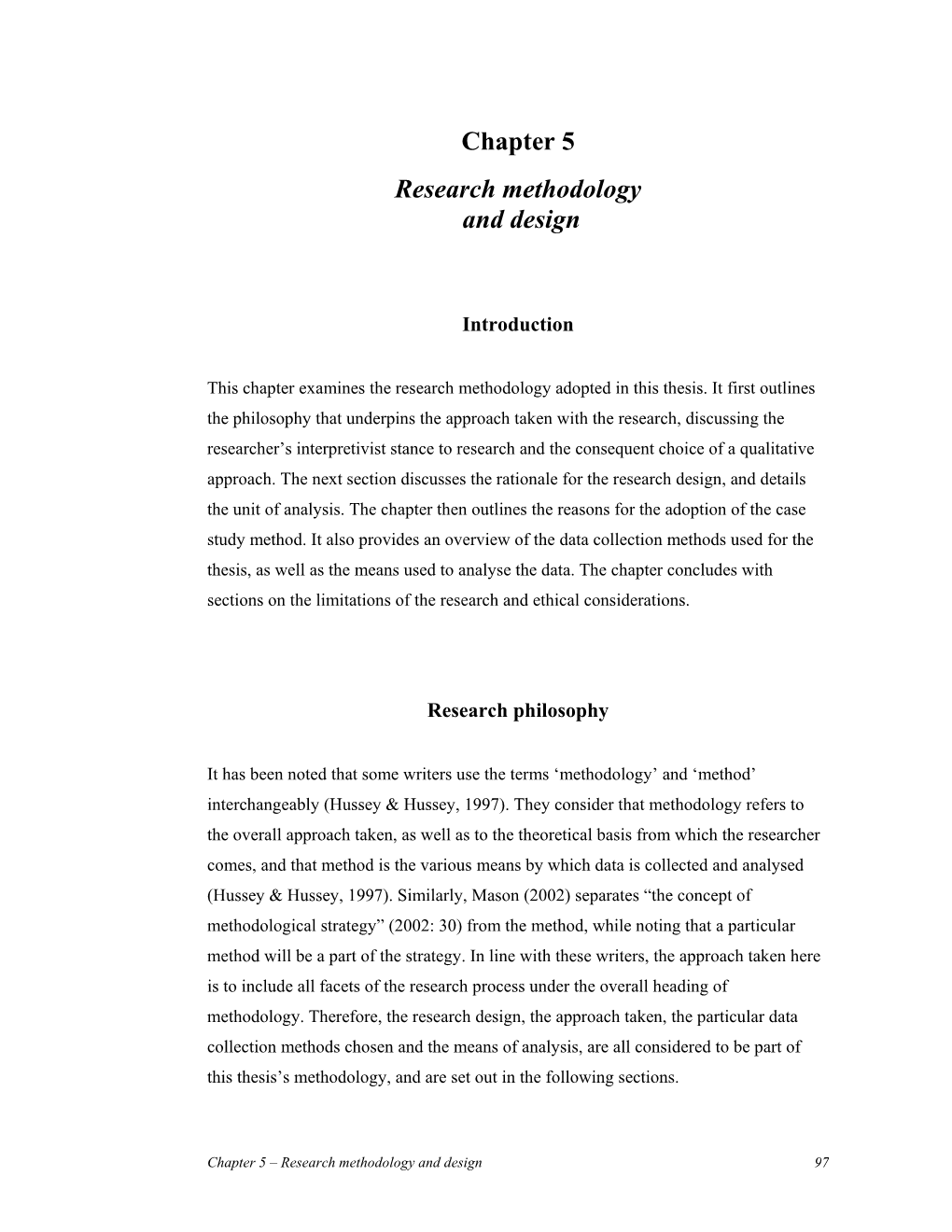 Chapter 5 Research Methodology and Design