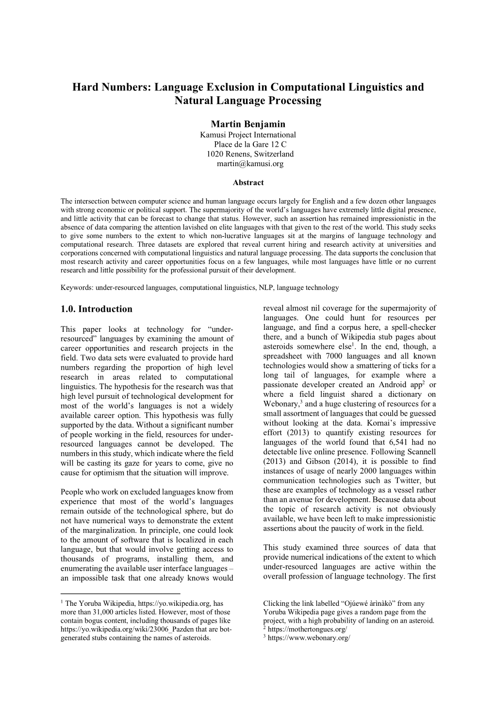 Language Exclusion in Computational Linguistics and Natural Language Processing