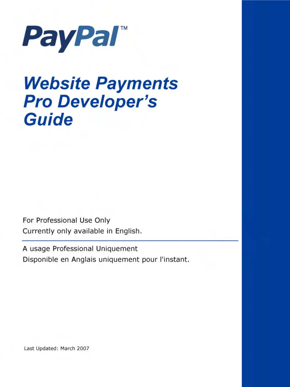 Website Payments Pro Developer's Guide