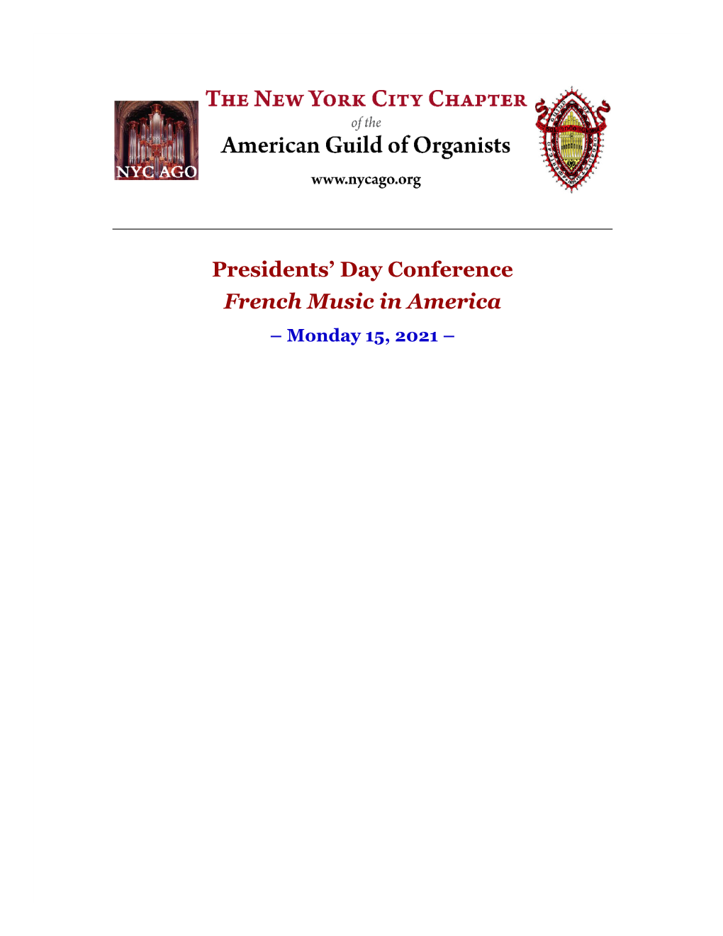 Presidents' Day Conference French Music in America