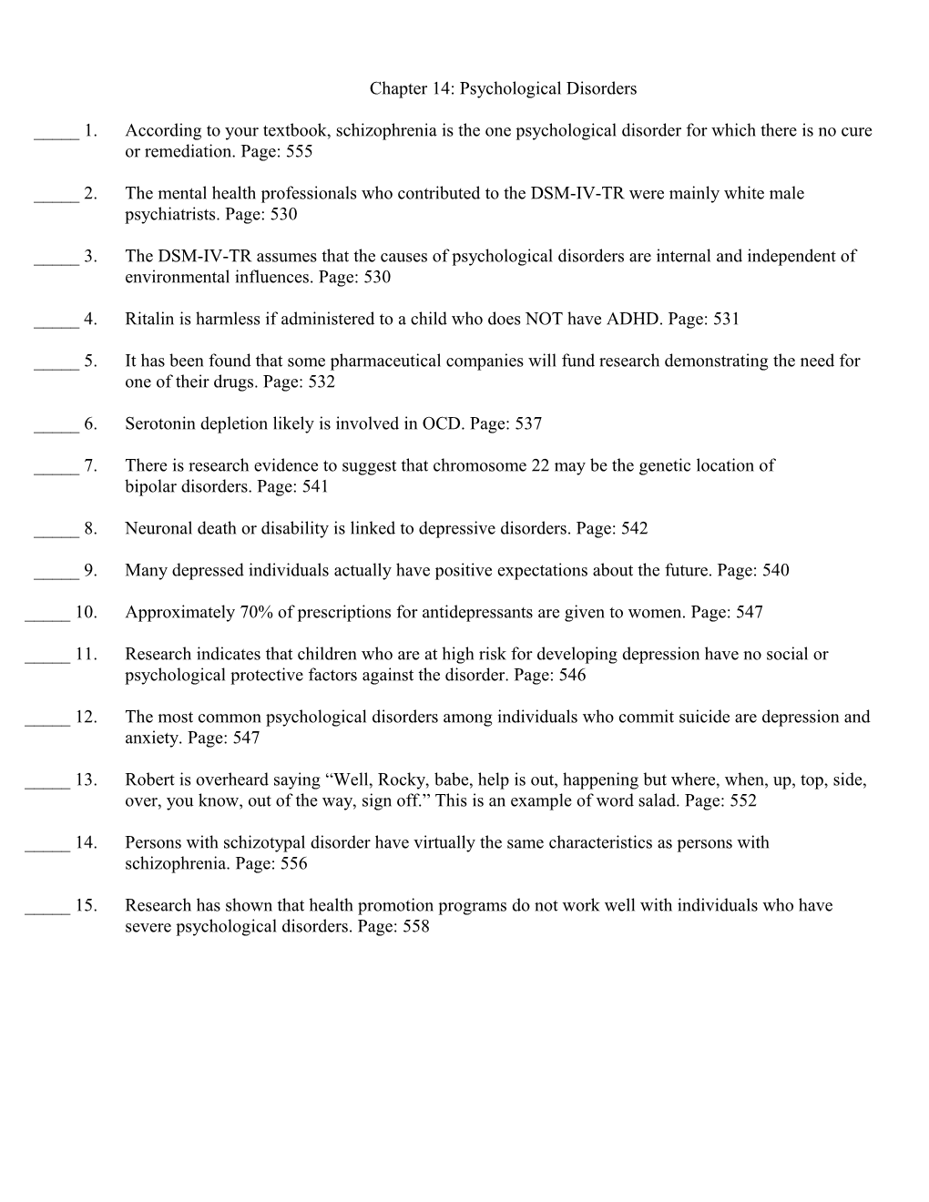 Chapter 14: Psychological Disorders s1