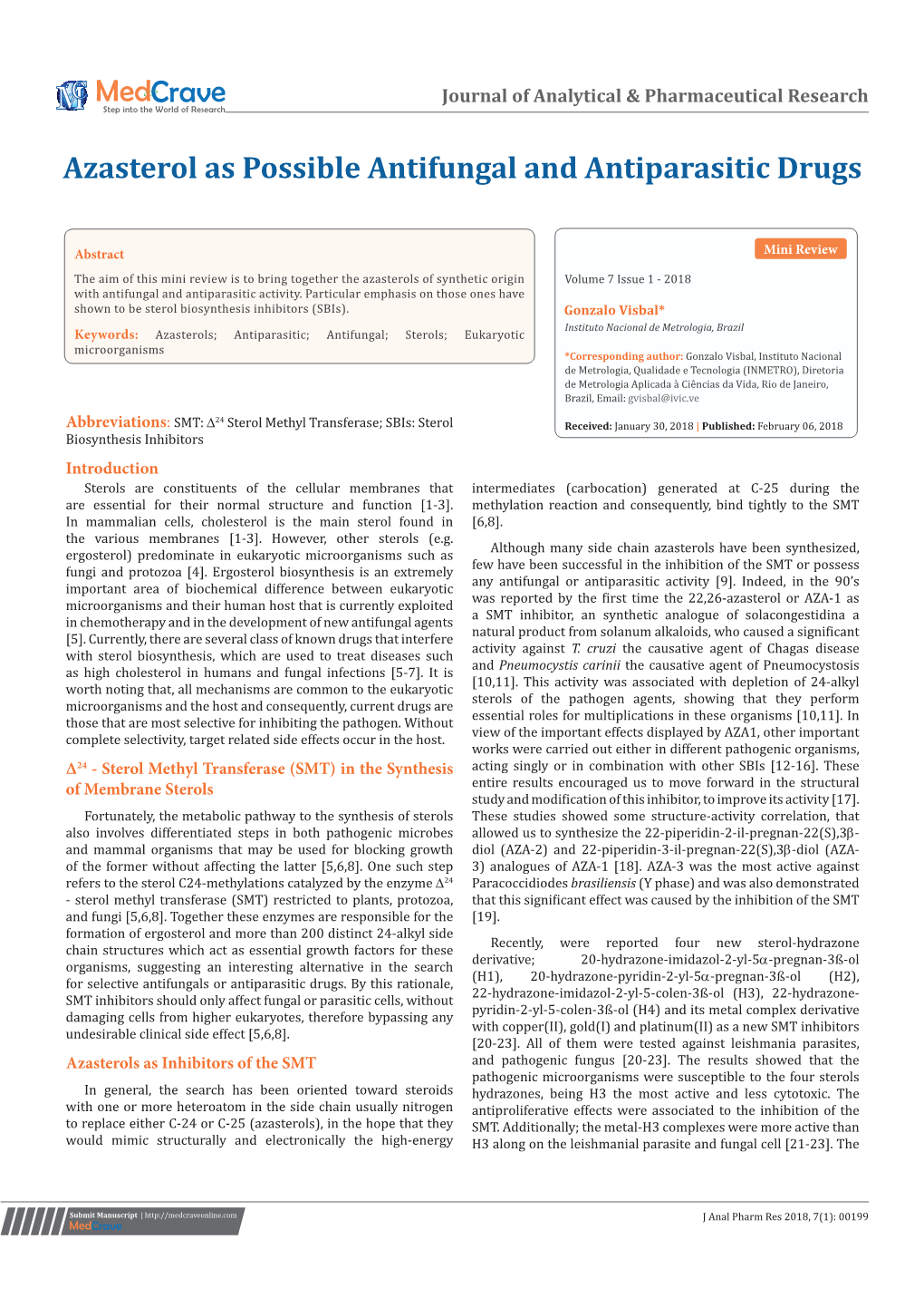 Azasterol As Possible Antifungal and Antiparasitic Drugs