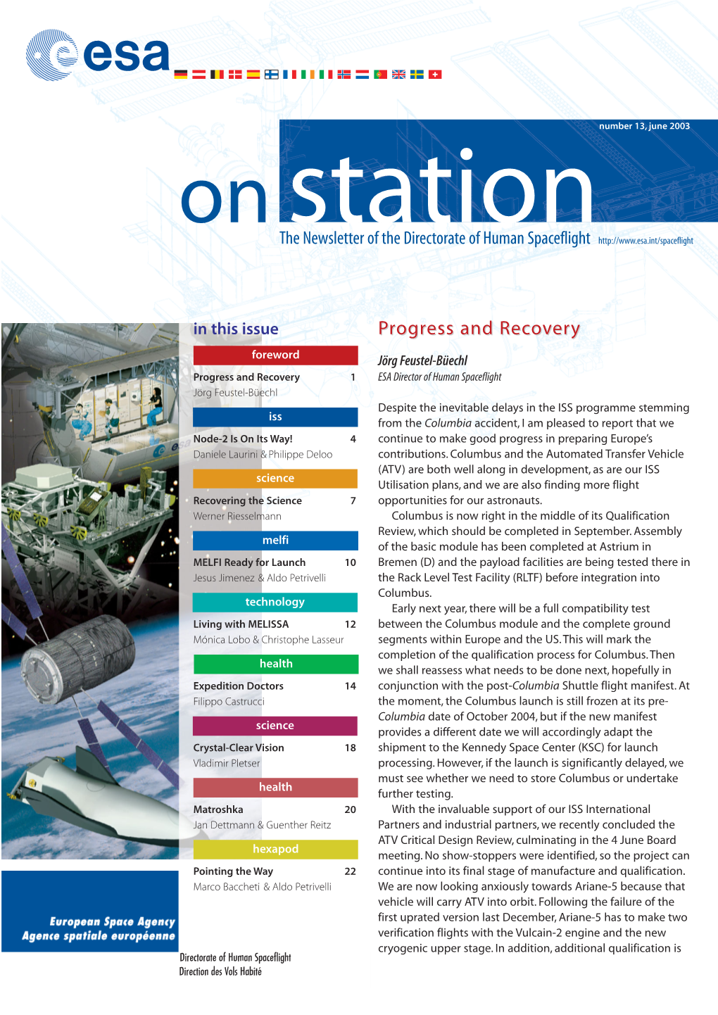 13, June 2003 on Station the Newsletter of the Directorate of Human Spaceflight