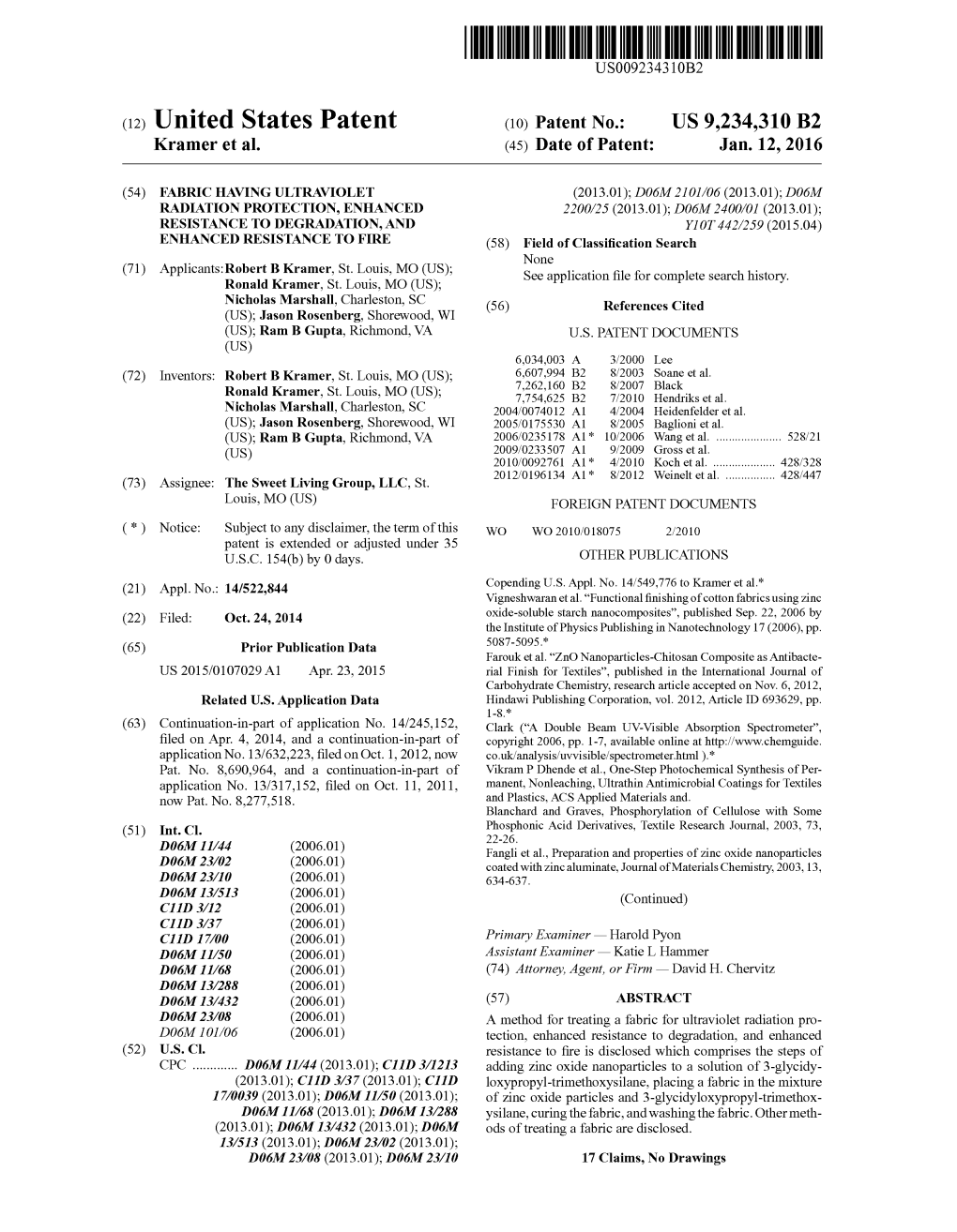 (12) United States Patent (10) Patent No.: US 9.234,310 B2 Kramer Et Al