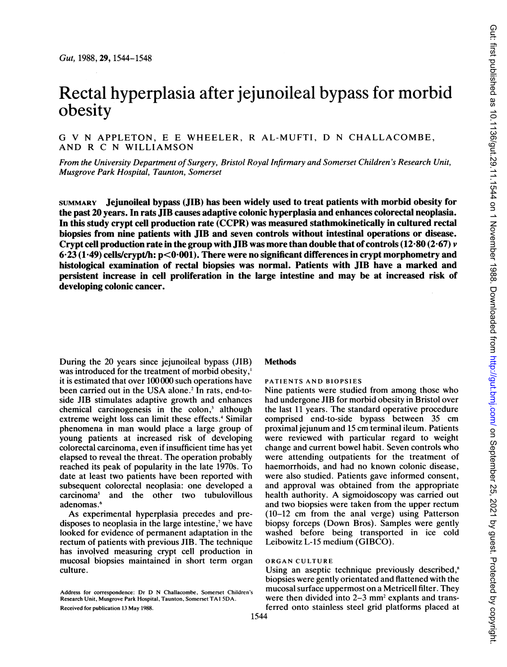 Rectal Hyperplasia After Jejunoileal Bypass for Morbid Obesity