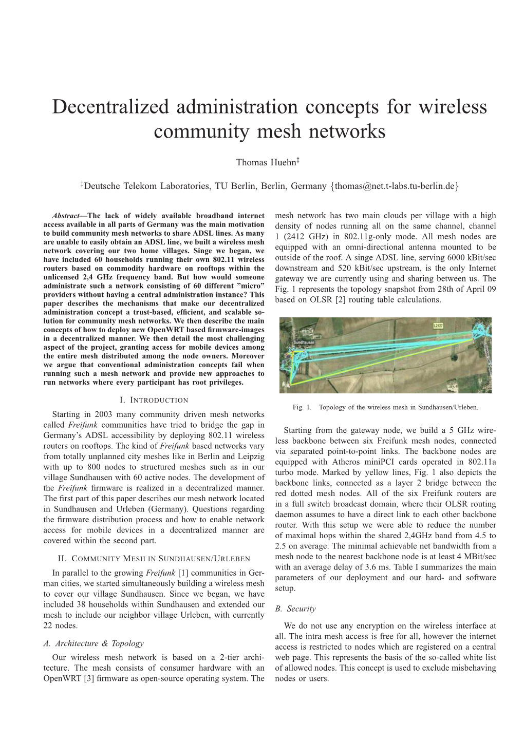 Decentralized Administration Concepts for Wireless Community Mesh Networks