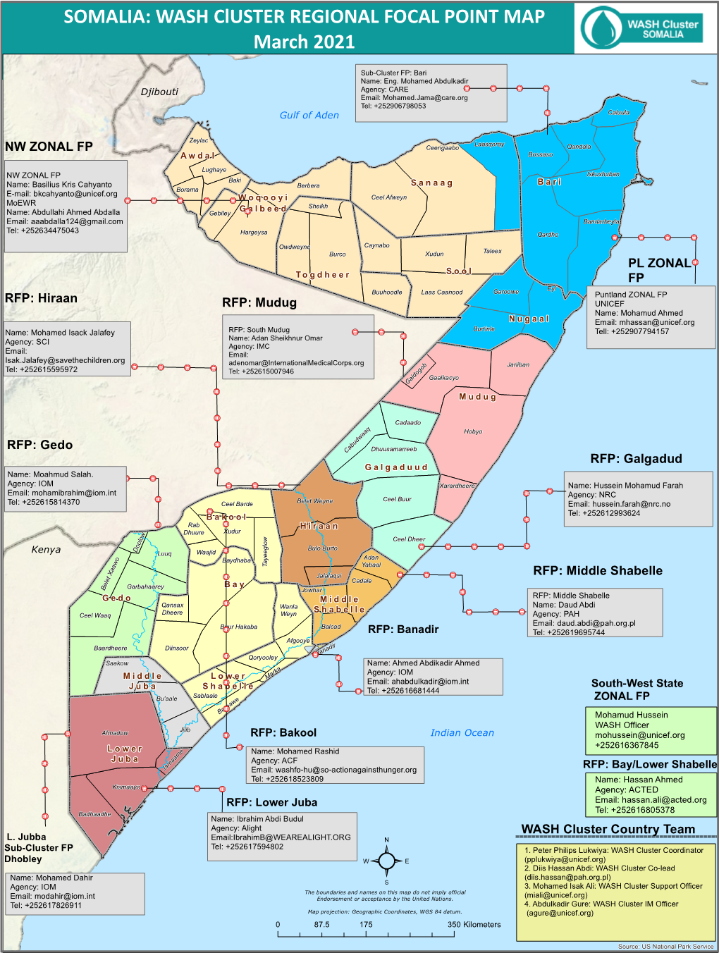 WASH Cluster REGIONAL FOCAL POINT MAP March 2021