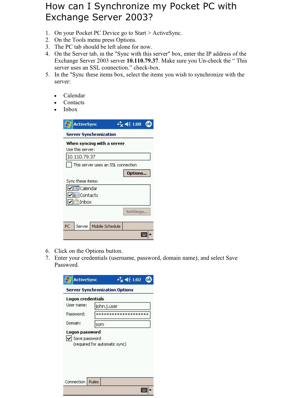 How Can I Synchronize My Pocket PC with Exchange Server 2003