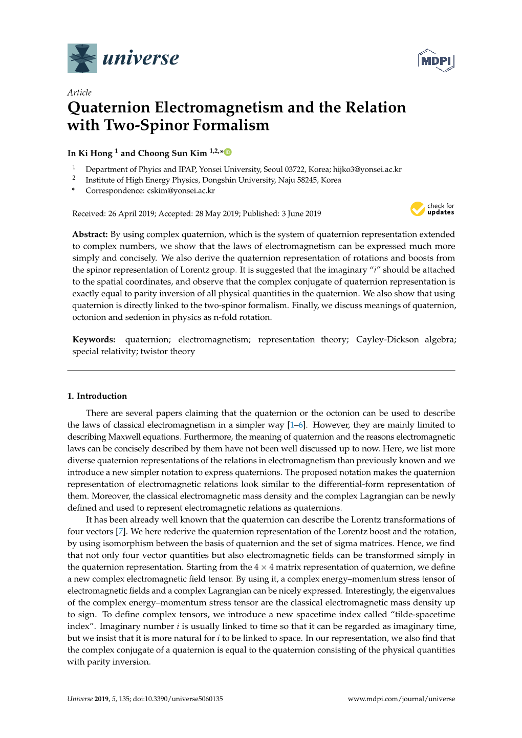 Quaternion Electromagnetism and the Relation with Two-Spinor Formalism