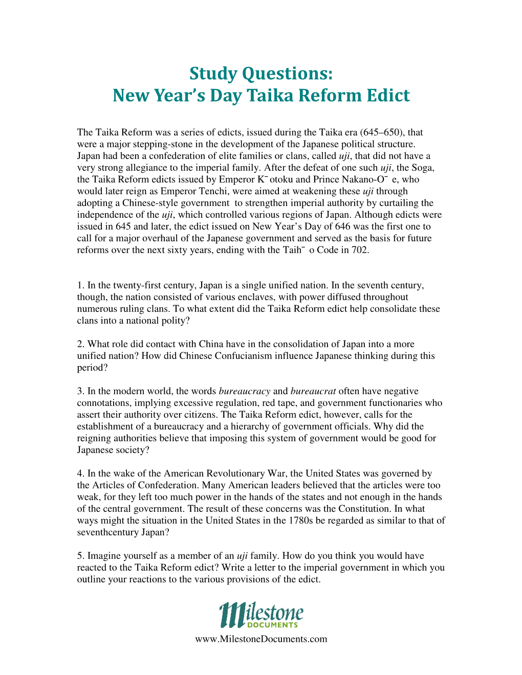 New Year's Day Taika Reform Edict