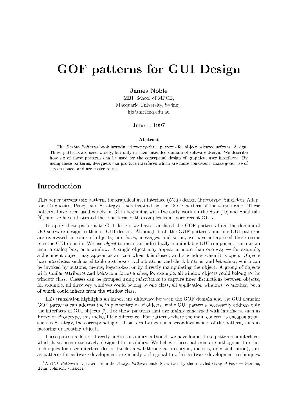 GOF Patterns for GUI Design