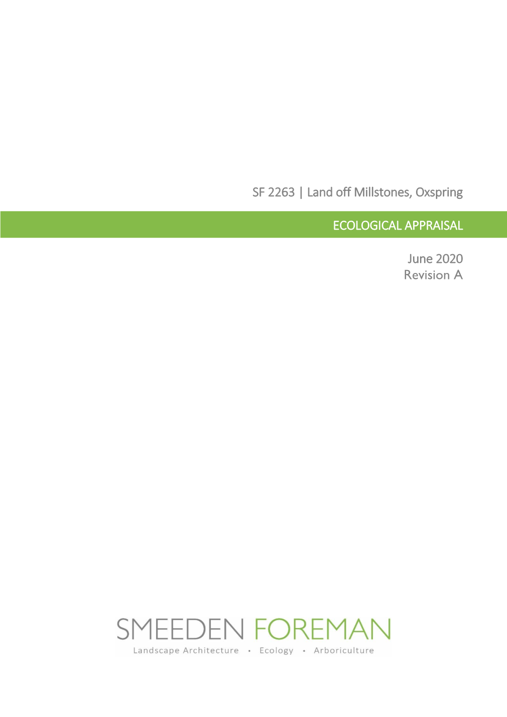 Land Off Millstones, Oxspring ECOLOGICAL APPRAISAL June