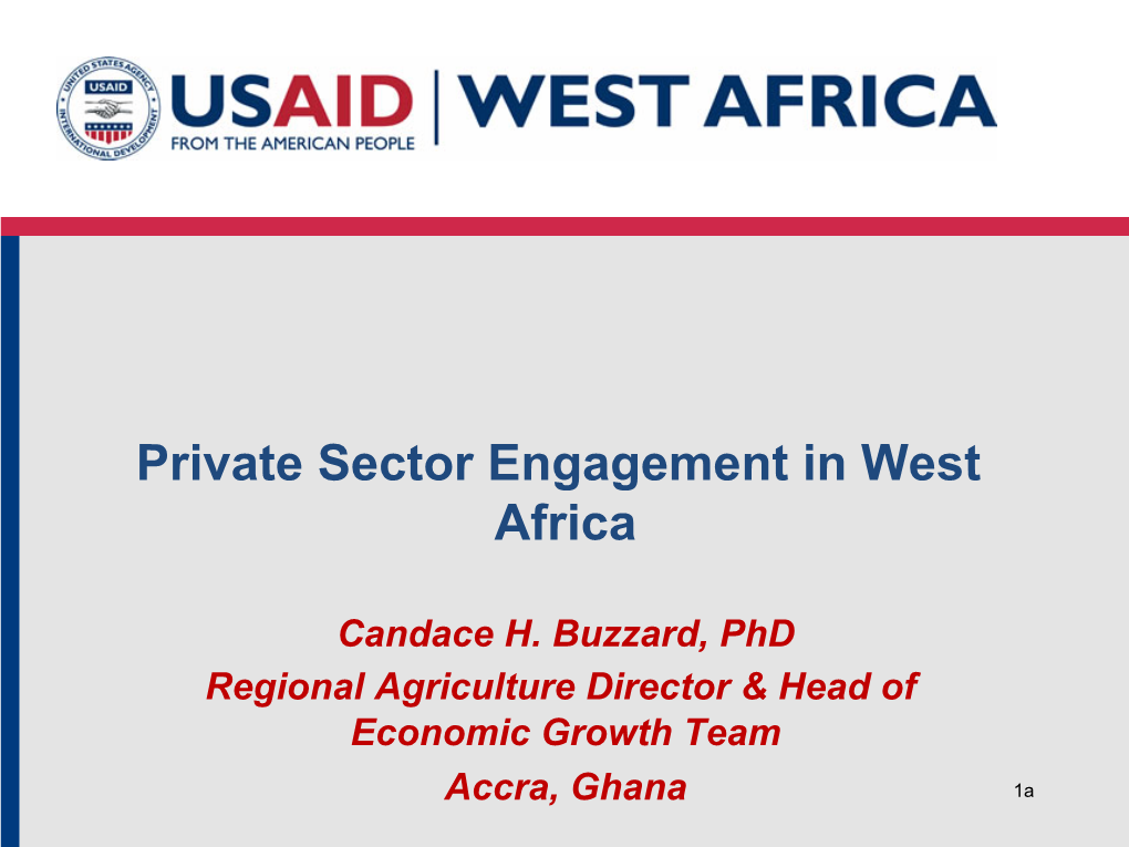 Private Sector Engagement in West Africa