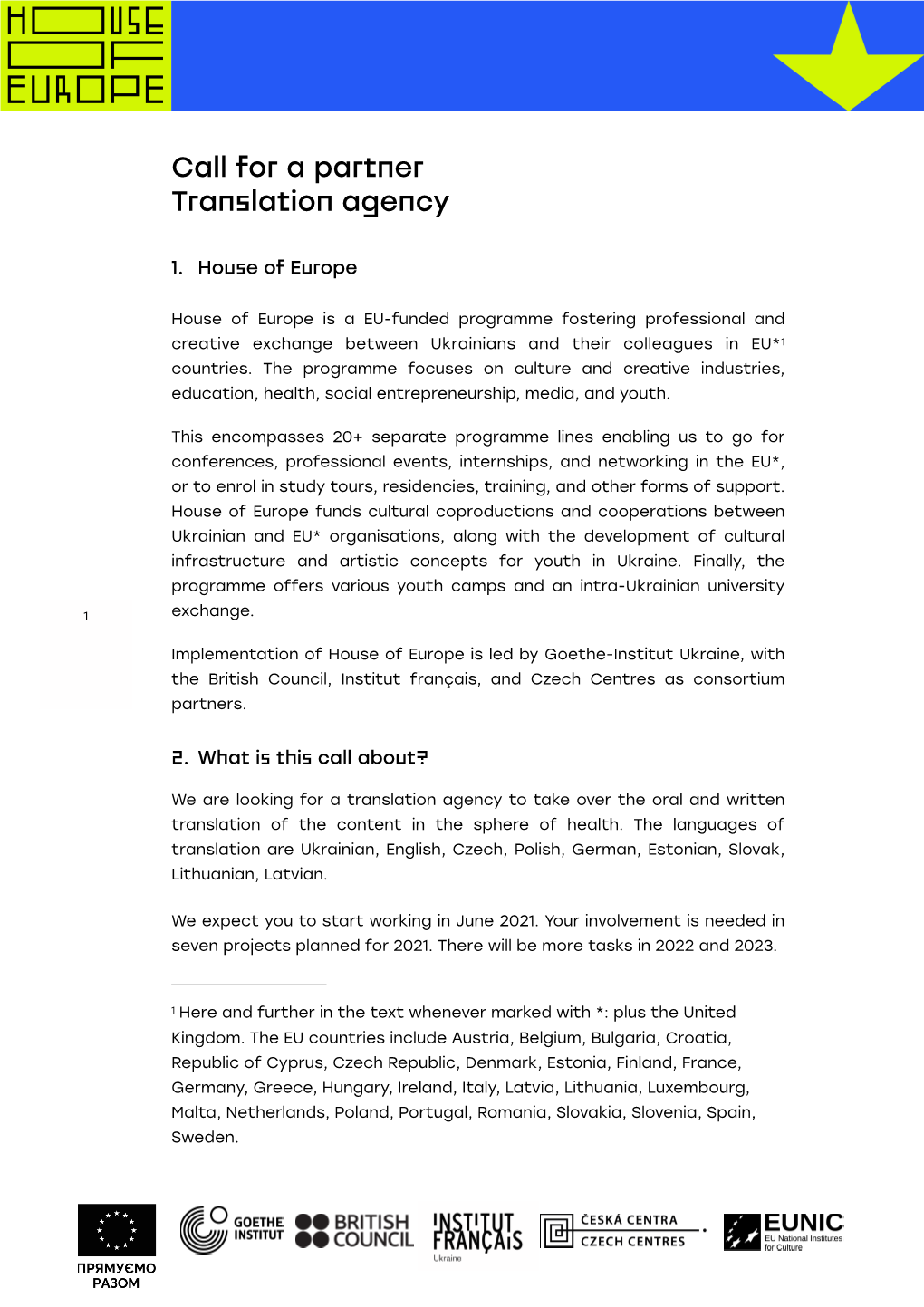 Call for a Translation Agency