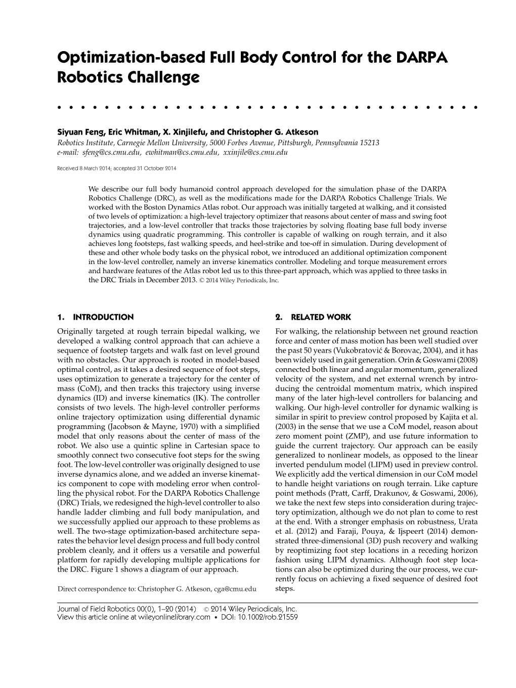 Optimization-Based Full Body Control for the DARPA Robotics Challenge