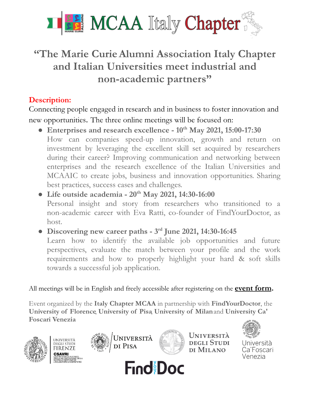 The Marie Curiealumni Association Italy Chapter and Italian