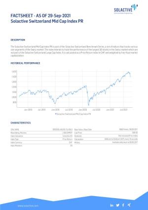 FACTSHEET - AS of 29-Sep-2021 Solactive Switzerland Mid Cap Index PR