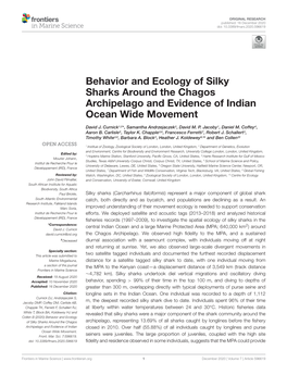 Behavior and Ecology of Silky Sharks Around the Chagos Archipelago and Evidence of Indian Ocean Wide Movement
