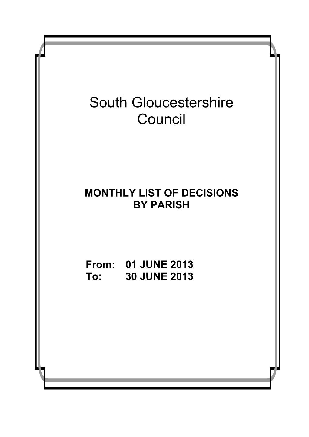 Monthly List of Decisions by Parish