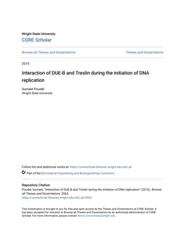 Interaction of DUE-B and Treslin During the Initiation of DNA Replication