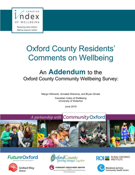 Oxford County Residents' Comments on Wellbeing