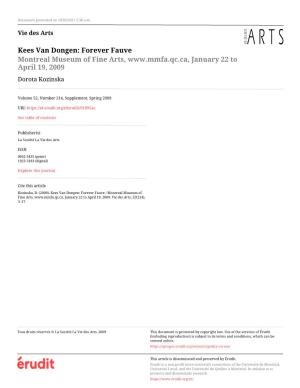 Kees Van Dongen: Forever Fauve Montreal Museum of Fine Arts, January 22 to April 19, 2009 Dorota Kozinska