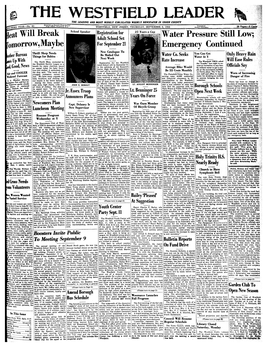 THE WESTFIELD LEADER the LEADING and MOST WIDELY CIRCULATED WEEKLY NEWSPAPER in UNION COUNTY Entered As Second Class Mutte R Publlshod YEAR—No