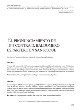 El Pronunciamiento De 1843 Contra D. Baldomero Espartero En San Roque”