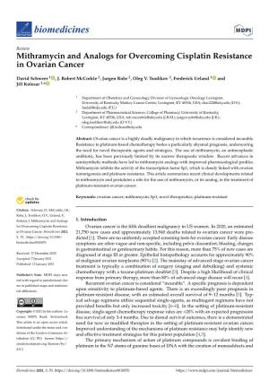 Mithramycin and Analogs for Overcoming Cisplatin Resistance in Ovarian Cancer