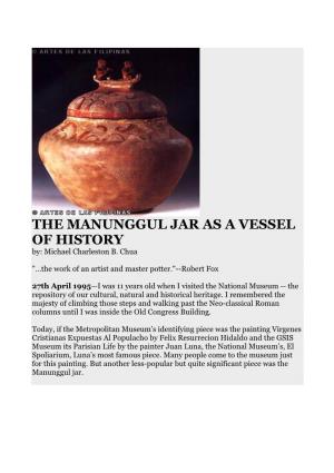 THE MANUNGGUL JAR AS a VESSEL of HISTORY By: Michael Charleston B