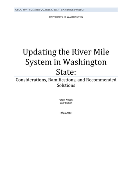 Updating the River Mile System in Washington State: Considerations, Ramifications, and Recommended Solutions
