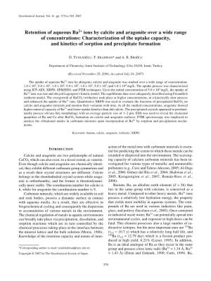 Retention of Aqueous Ba2+ Ions by Calcite and Aragonite