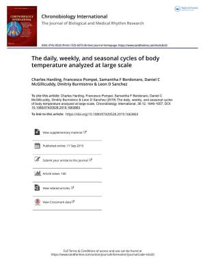 The Daily, Weekly, and Seasonal Cycles of Body Temperature Analyzed at Large Scale
