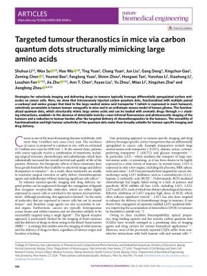 Targeted Tumour Theranostics in Mice Via Carbon Quantum Dots Structurally Mimicking Large Amino Acids