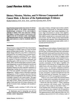 Dietary Nitrates, Nitrites, and N-Nitroso Compounds and Cancer Risk: a Review of the Epidemiologic Evidence Monika Eichholzer, M.D., M