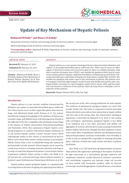 Update of Key Mechanism of Hepatic Peliosis