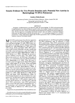 Genetic Evidence for Two Protein Domains and a Potential New Activityin Bacteriophage T4 DNA Polymerase