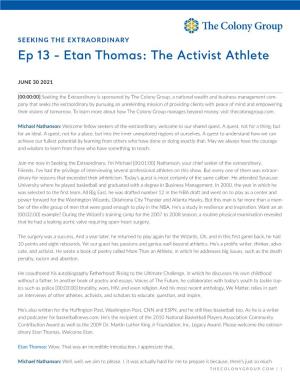 Ep 13 - Etan Thomas: the Activist Athlete