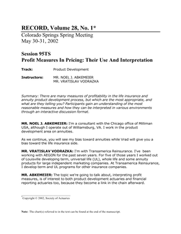 Profit Measures in Pricing: Their Use and Interpretation