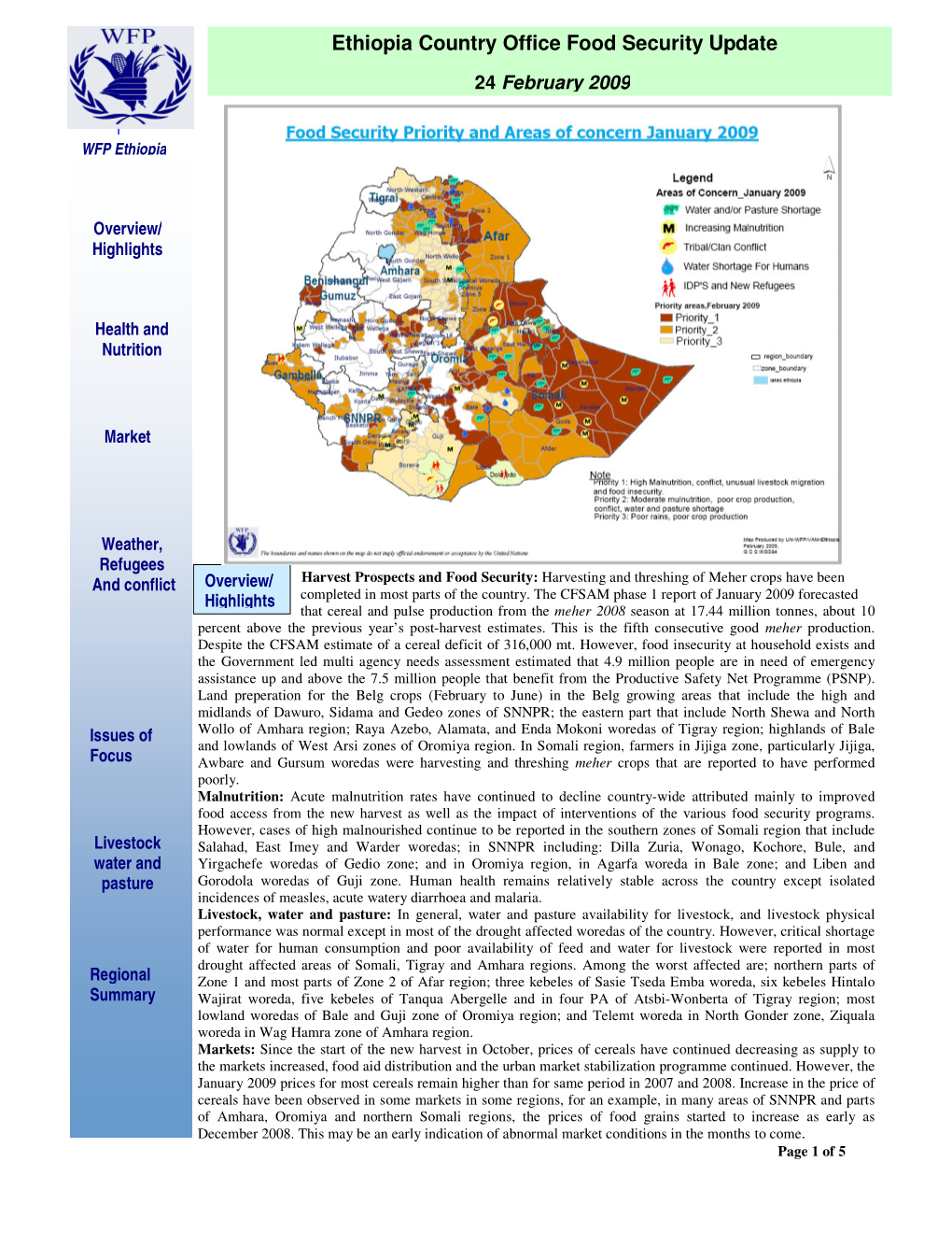 Ethiopia Country Office Food Security Update