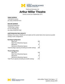 Arthur Miller Theatre Version Current As of September 2019